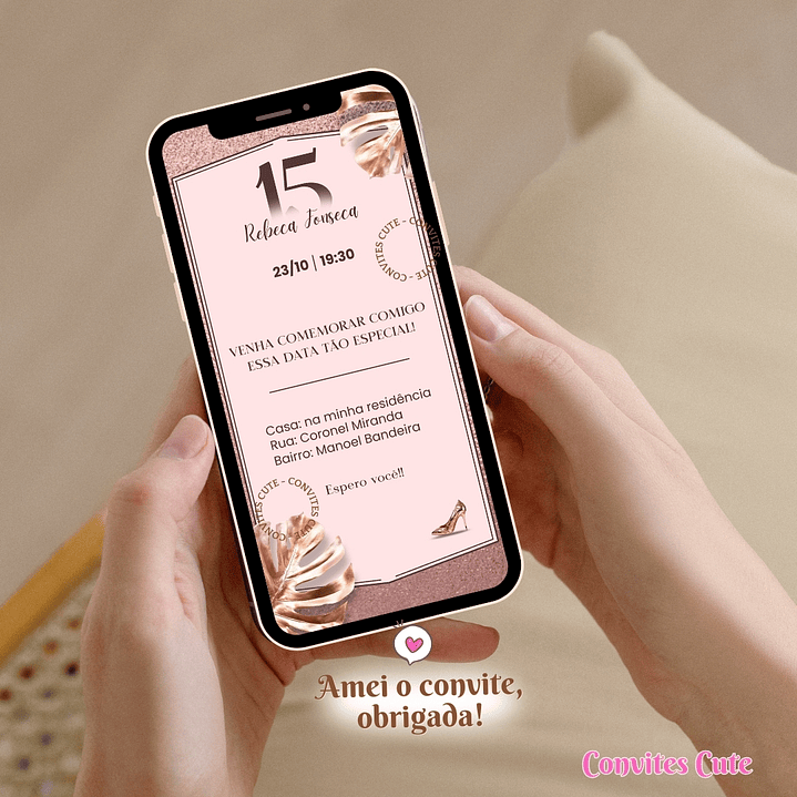 Convite Digital Debutante 15 anos Rosa 3
