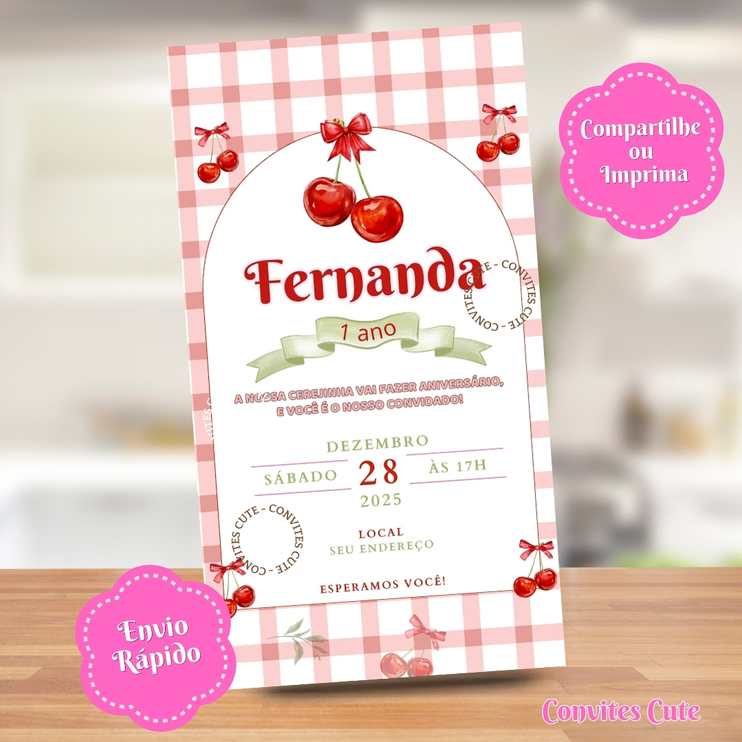 Convite Digital Cereja Cerejinha 2