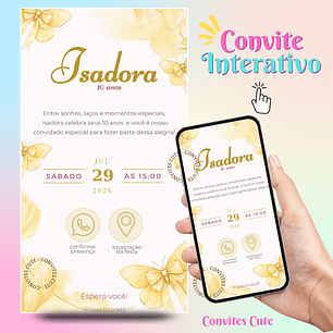 Convite Interativo Laços Lacinhos Amarelo