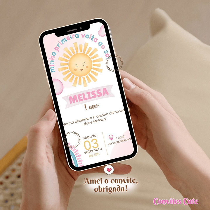 Convite Digital Primeira Volta ao Mundo Rosa / 365 dias / Meninas 3