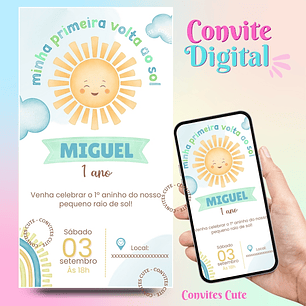 Convite Digital Primeira Volta ao Mundo Azul / 365 dias / Meninos