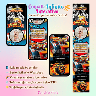Convite Infinito Interativo Hot Wheels (Com foto) 