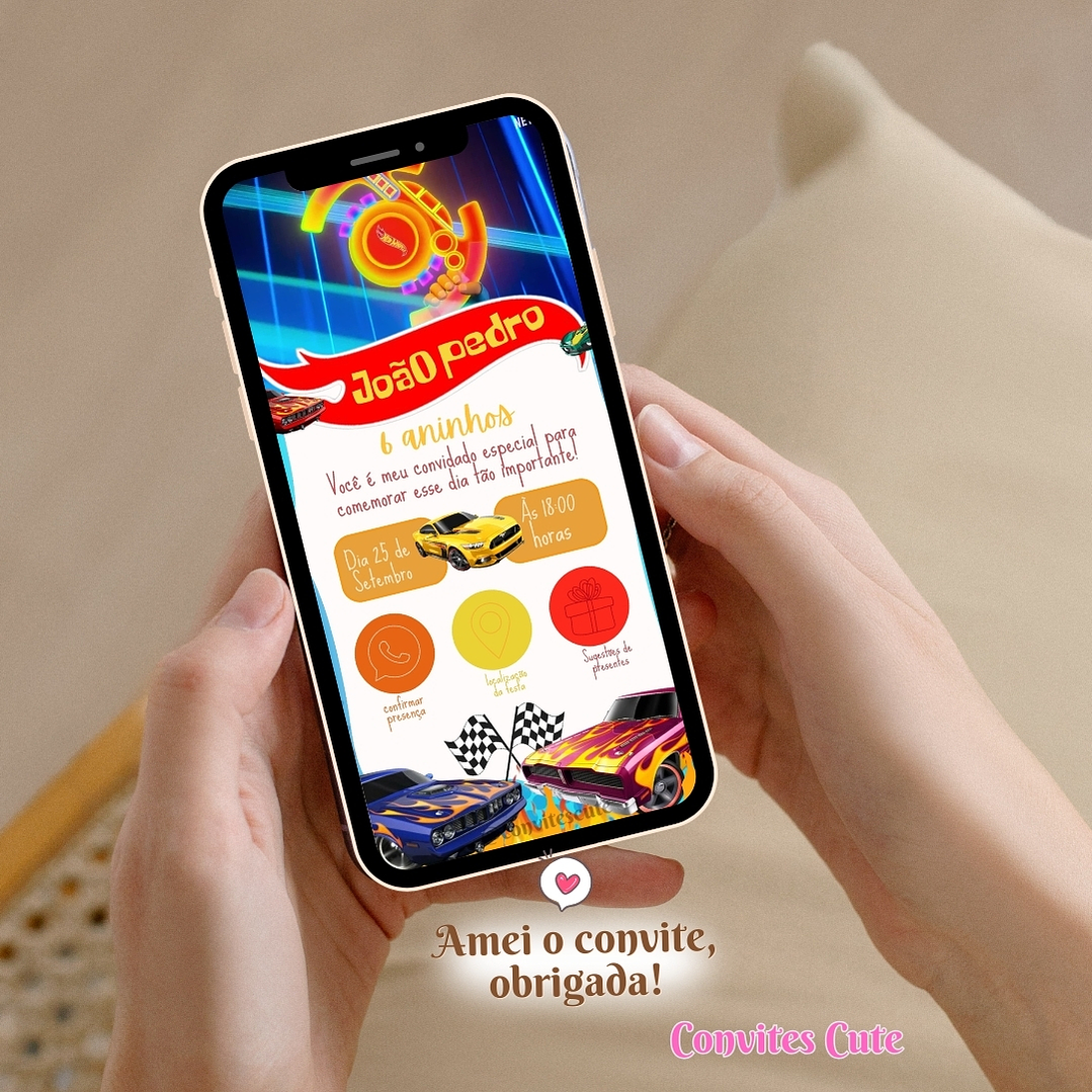 Convite Interativo (COM ou SEM) Sugestão de Presente - Hot Wheels 4
