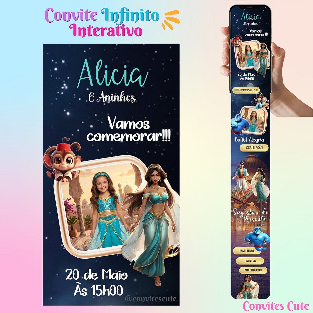 Convite Infinito Interativo Jasmine (Com foto) 1