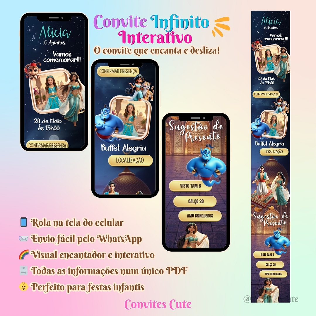 Convite Infinito Interativo Jasmine (Com foto) 2