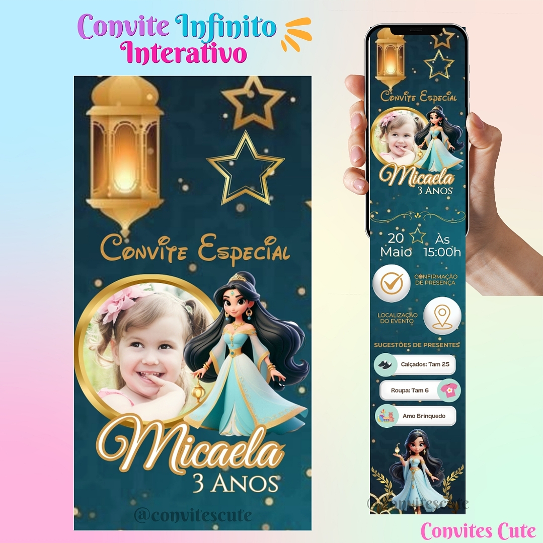 Convite Infinito Interativo Jasmine (Com foto)  1