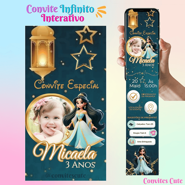 Convite Infinito Interativo Jasmine (Com foto)  1
