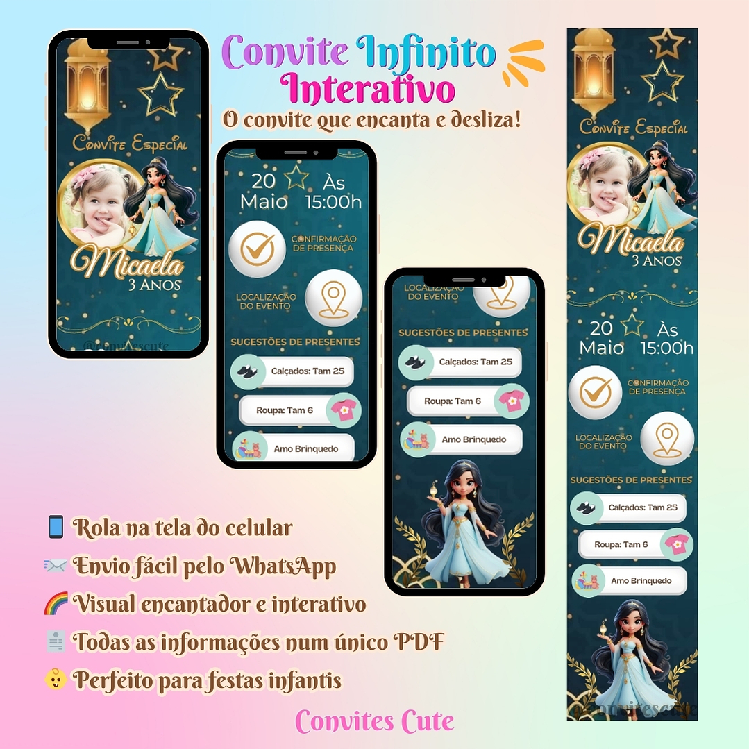 Convite Infinito Interativo Jasmine (Com foto)  2