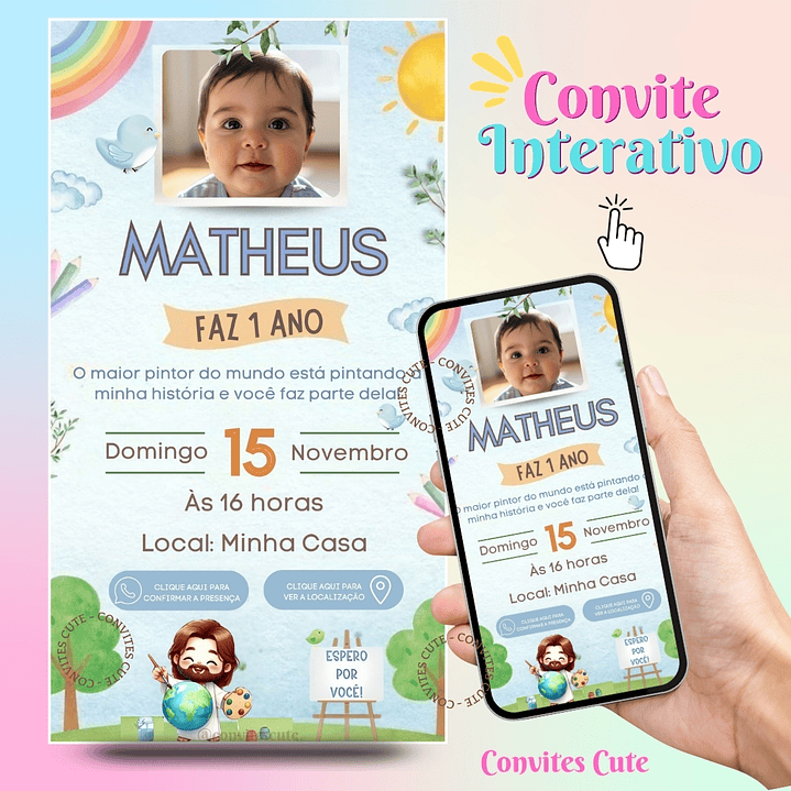 Convite Interativo O maior pintor do mundo Azul (Com Foto)  1