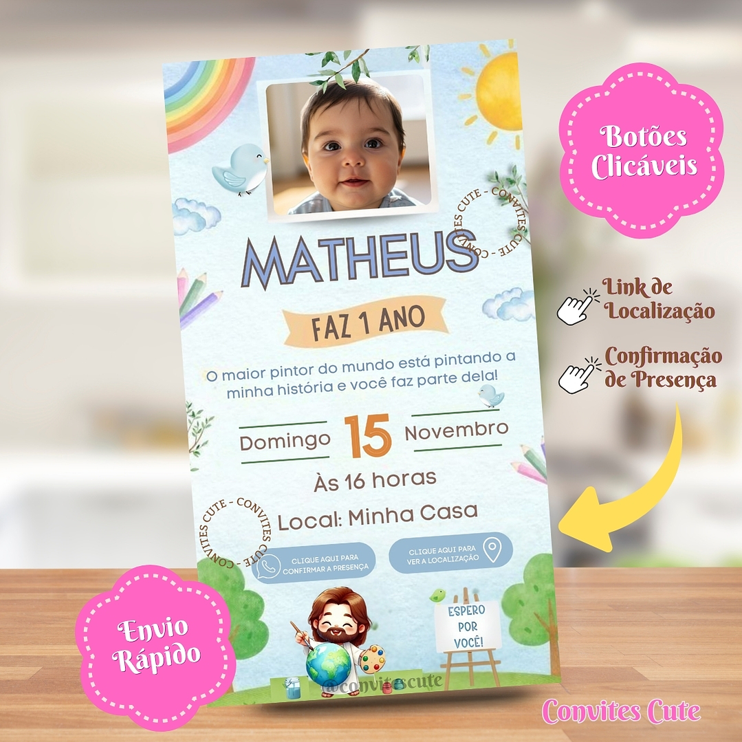 Convite Interativo O maior pintor do mundo Azul (Com Foto)  2