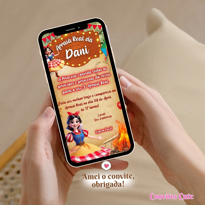 Convite Digital Arraia Festa Junina Branca de Neve 3