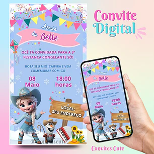 Convite Digital Arraia Festa Junina Frozen