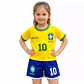  Conjunto Roupa Uniforme do Brasil Fantasia Futebol Meninos Meninas Infantil Torcedor Brasileiro Copa do Mundo - Thumbnail 3