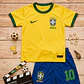  Conjunto Roupa Uniforme do Brasil Fantasia Futebol Meninos Meninas Infantil Torcedor Brasileiro Copa do Mundo  - Thumbnail 2