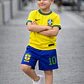  Conjunto Roupa Uniforme do Brasil Fantasia Futebol Meninos Meninas Infantil Torcedor Brasileiro Copa do Mundo  - Thumbnail 5