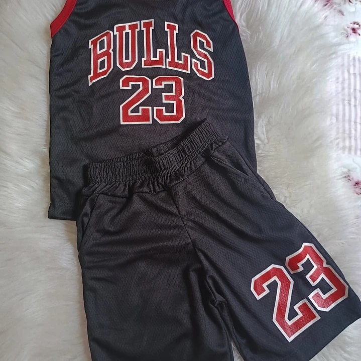 Conjunto De Basquete Infantil Masculino Regata + Shorts Bulls 23 6