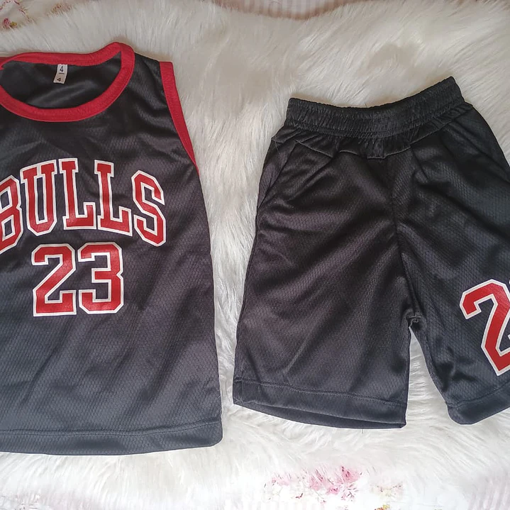Conjunto De Basquete Infantil Masculino Regata + Shorts Bulls 23 2