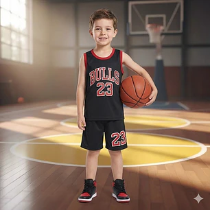 Conjunto De Basquete Infantil Masculino Regata + Shorts Bulls 23