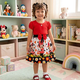 Vestido Infantil Temático Minnie Vermelha