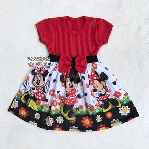 Vestido Infantil Temático Minnie Vermelha