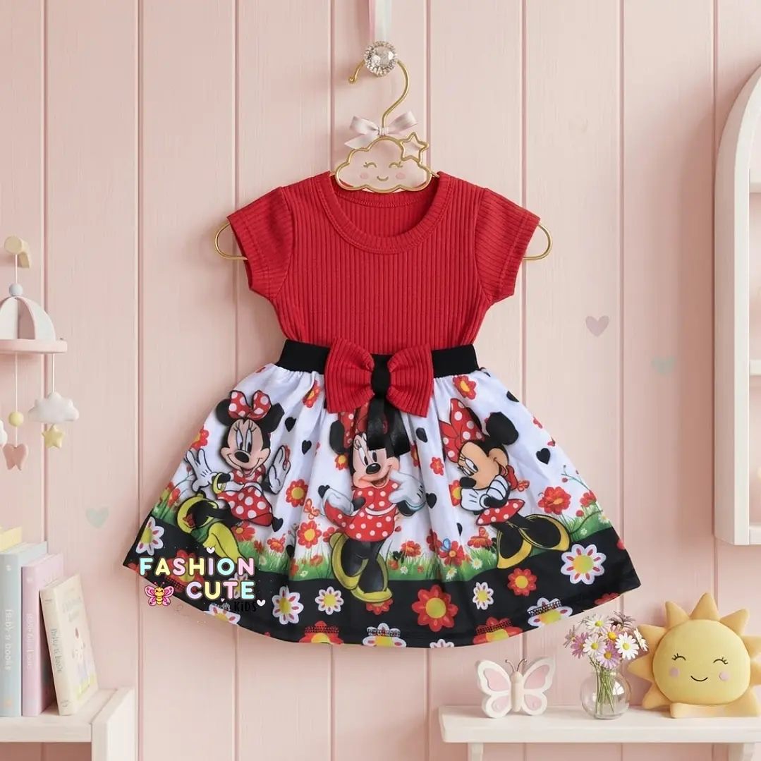 Vestido Infantil Temático Minnie Vermelha 5