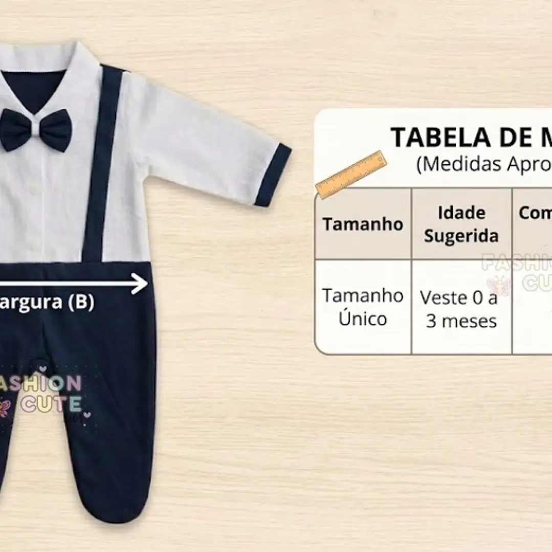 Macacão Bebê Estilo Social Menino Gravata Suspensório 0-3 Meses 5