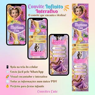 Convite Infinito Rapunzel Enrolados