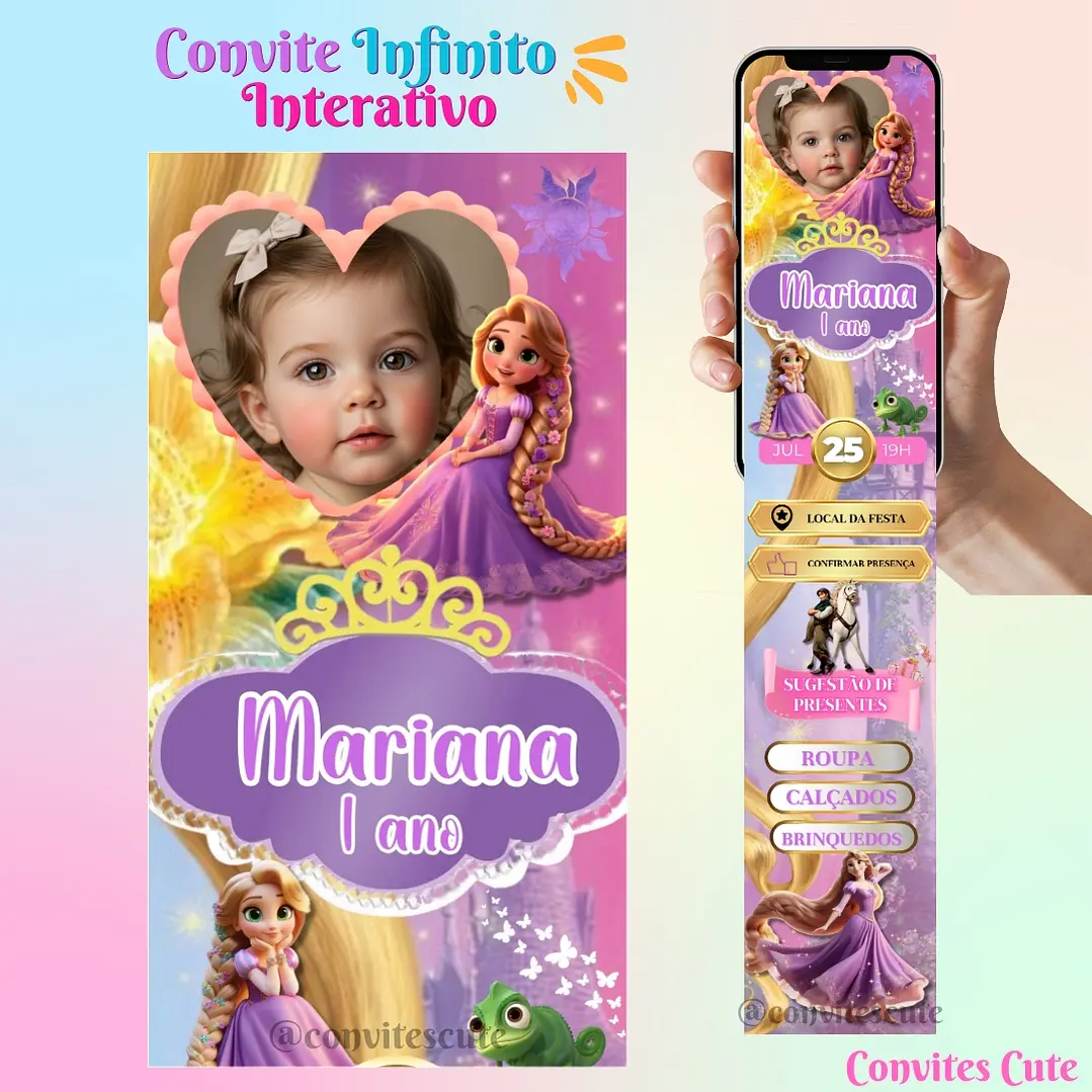 Convite Infinito Rapunzel Enrolados 1