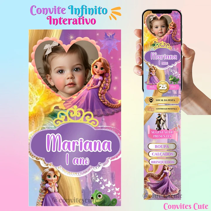 Convite Infinito Rapunzel Enrolados 1