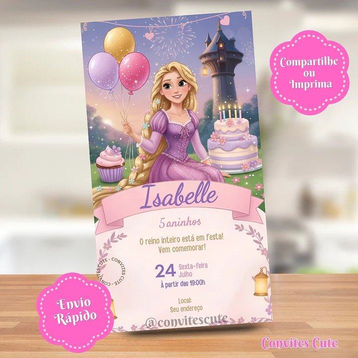Convite Digital Rapunzel Enrolados 2