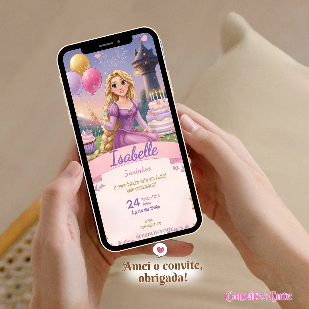 Convite Digital Rapunzel Enrolados 3