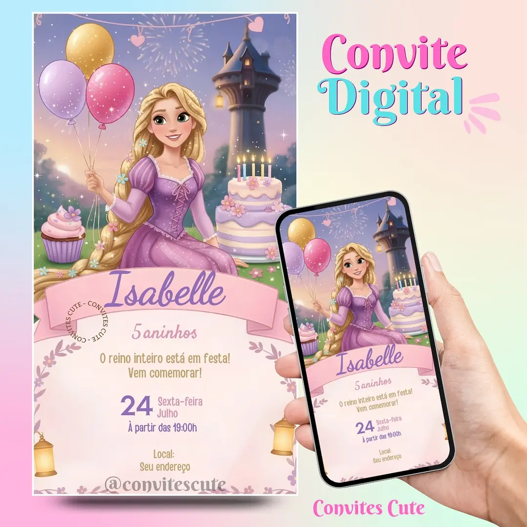 Convite Digital Rapunzel Enrolados 1