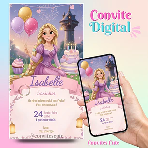 Convite Digital Rapunzel Enrolados