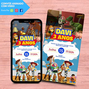 Convite Animado com Vídeo Toy Story