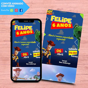 Convite Animado com Vídeo Toy Story