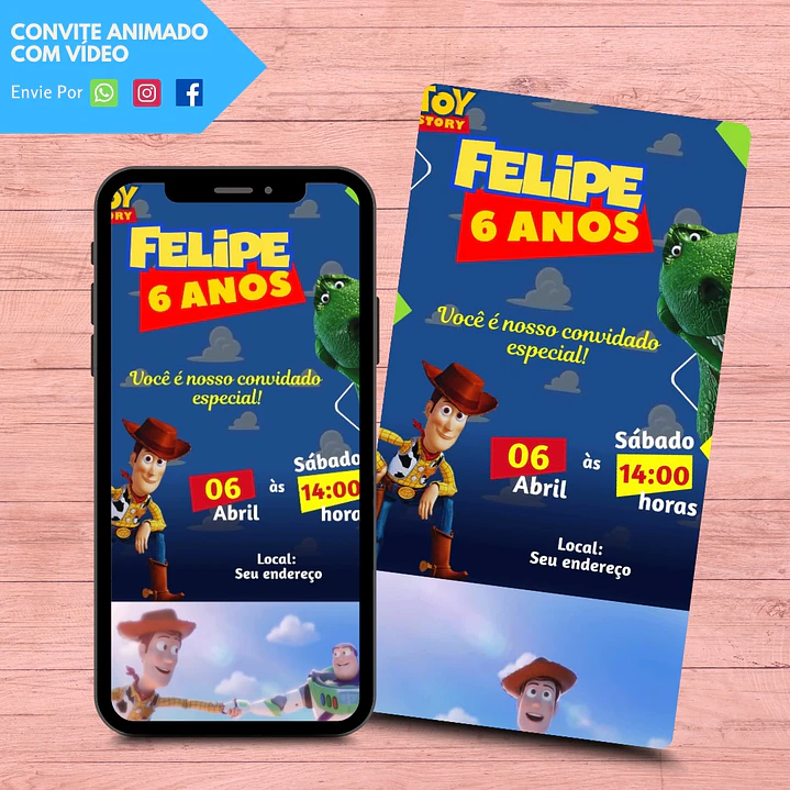 Convite Animado com Vídeo Toy Story 1
