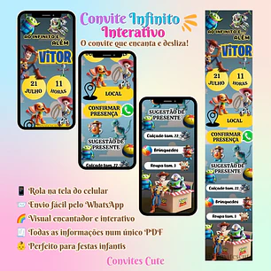 Convite Infinito Interativo Toy Story