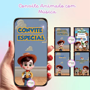 Convite Animado com Música - Toy Story