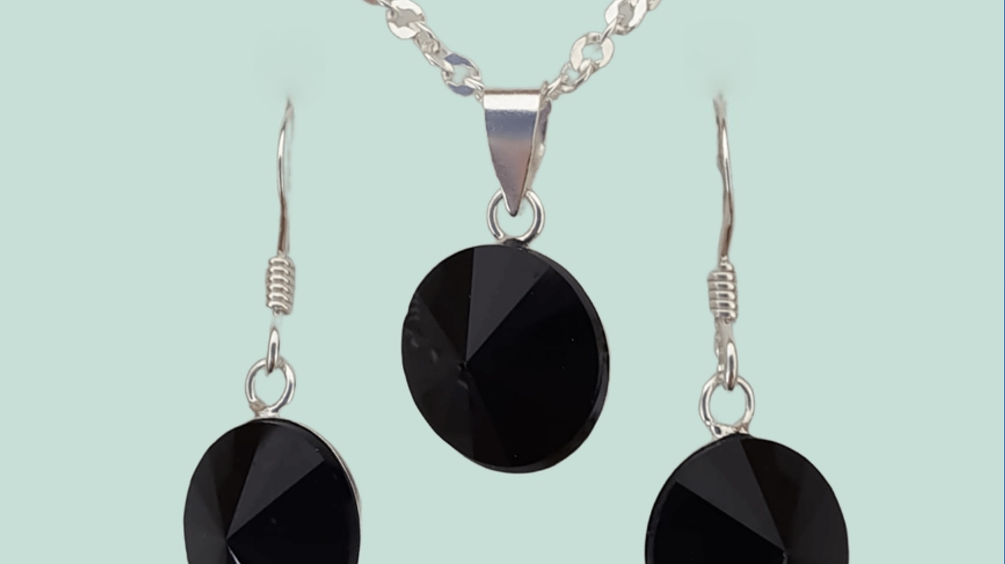 Conjunto Cristal Circular Negro  2