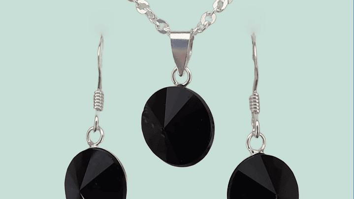 Conjunto Cristal Circular Negro  2