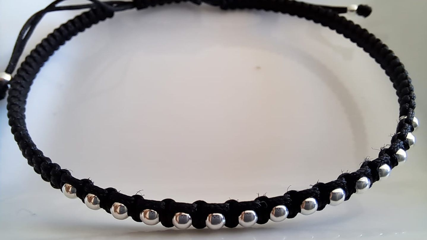 Pulsera Macramé Hilo Negro & Esfera 1