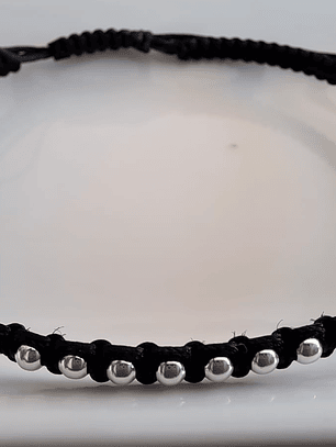 Pulsera Macramé Hilo Negro & Esfera