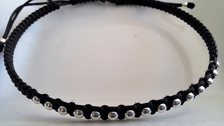 Pulsera Macramé Hilo Negro & Esfera 1