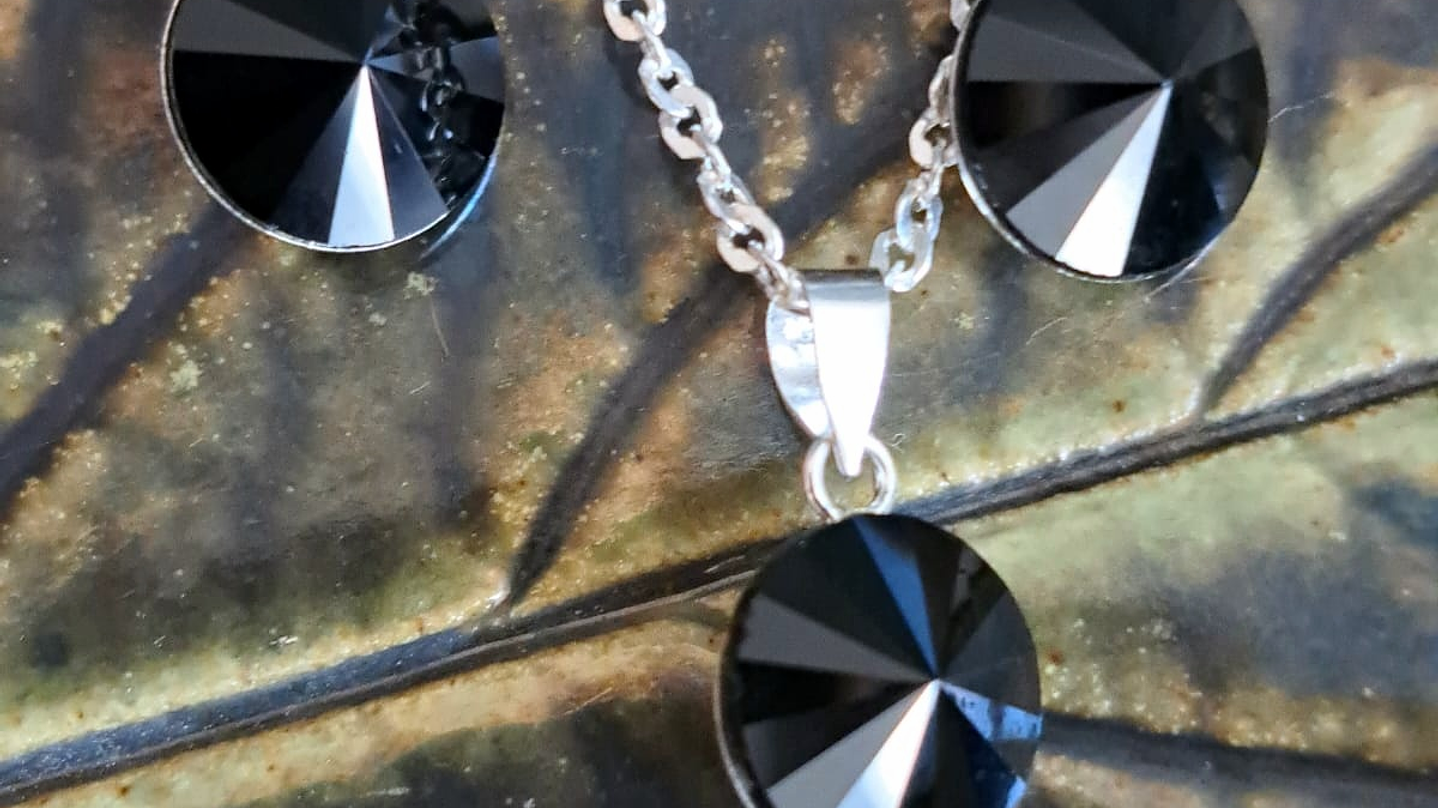 Conjunto Cristal Circular Negro  1