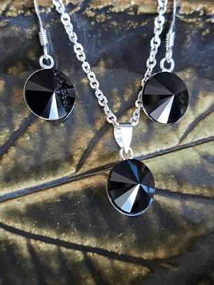 Conjunto Cristal Circular Negro 