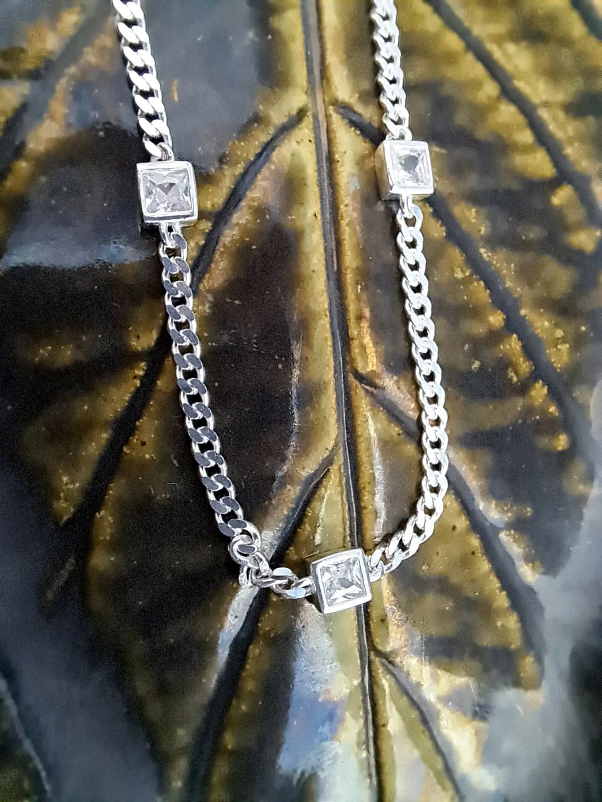 Collar grumet de plata 925 con circones cuadrados 3