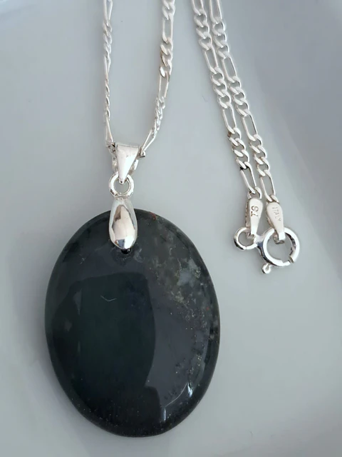 Collar jaspe heliotropo en plata 925 con cadena Cartier