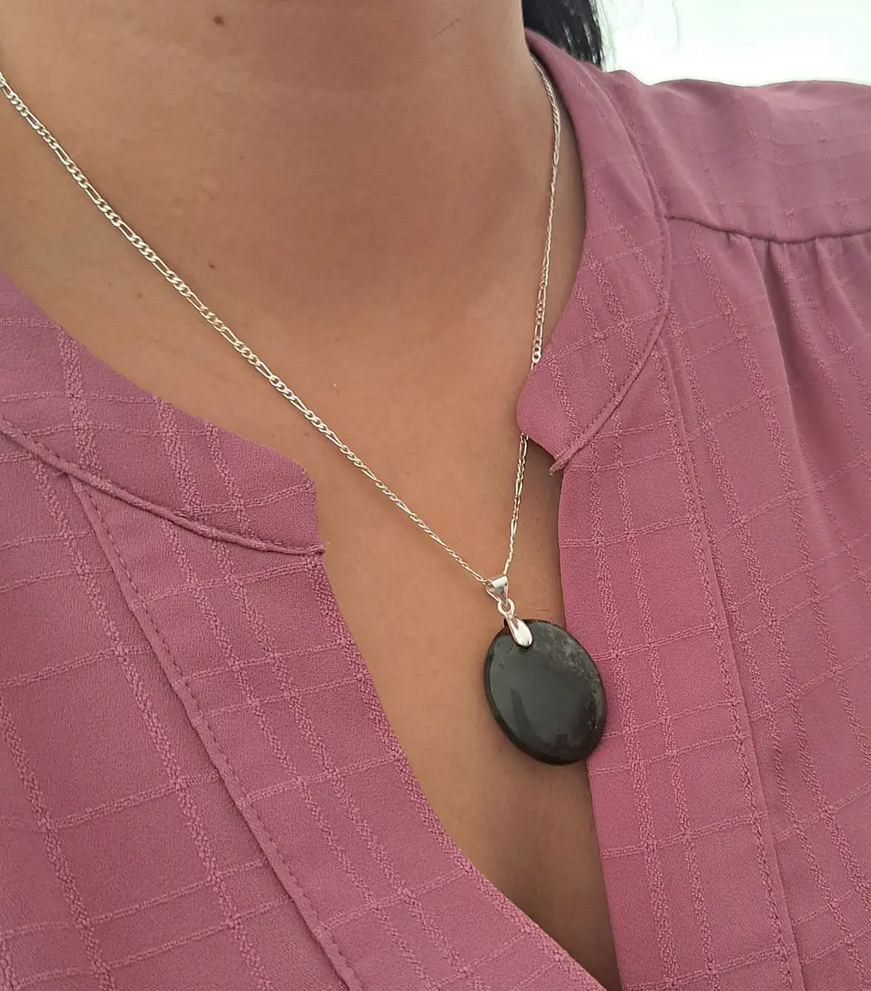 Collar jaspe heliotropo en plata 925 con cadena Cartier 2