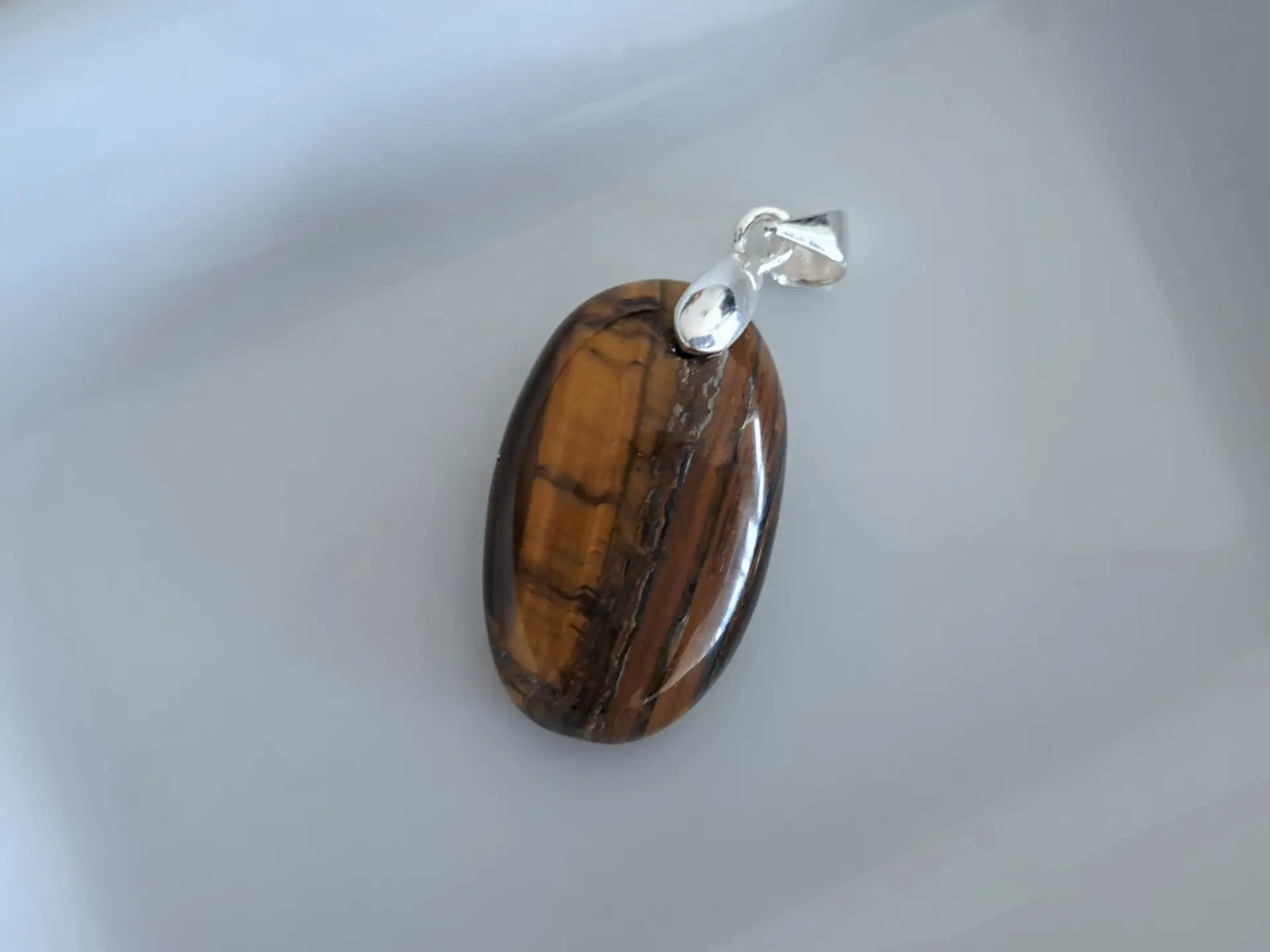 Dije ojo de tigre natural con valier de plata 925 3