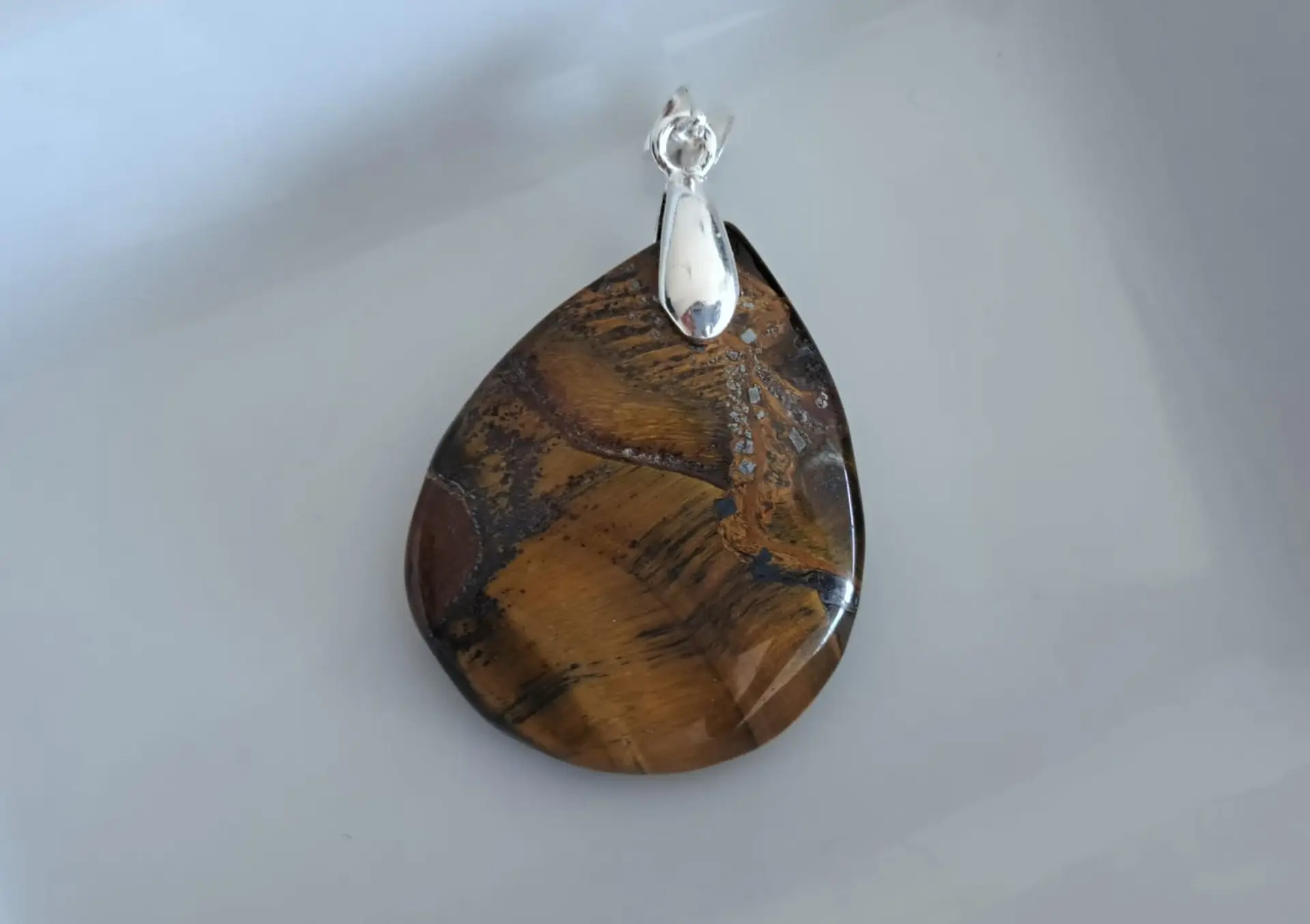 Dije ojo de tigre natural con valier de plata 925 5